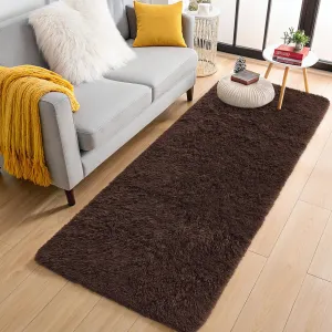 OLANLY 2x6 Machine Washable Runner Rugs for Hallway, Soft Fluffy Shaggy Bedside Rugs for Bedroom, Living Room, Indoor Floor Carpet for Kids Girls and Boys, Nursery Rooms, Home Decor Aesthetic, Coffee