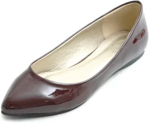 Ollio Women's Shoe Ballet Basic Pointed Toe Comfort Enamel Flat