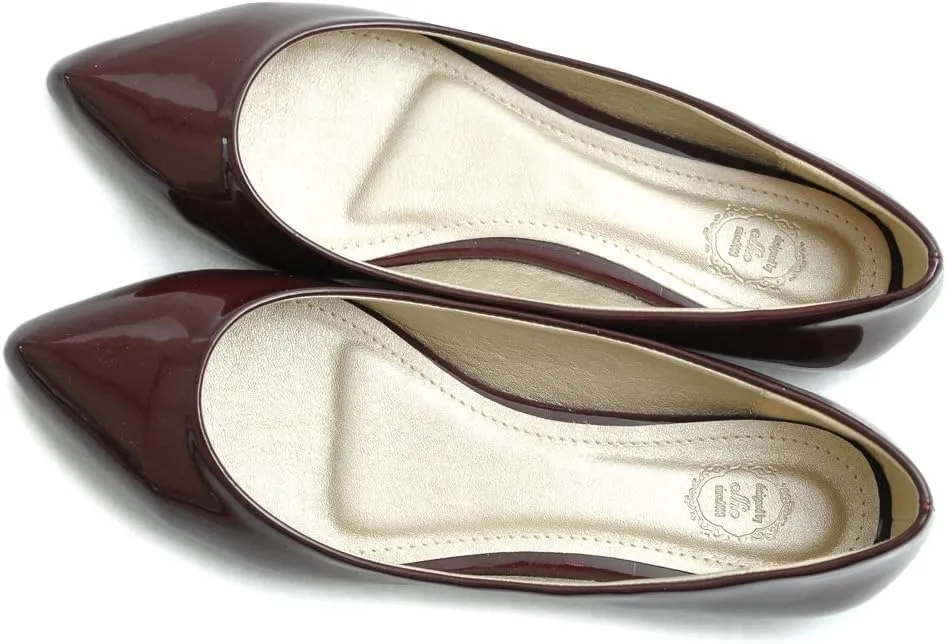 Ollio Women's Shoe Ballet Basic Pointed Toe Comfort Enamel Flat