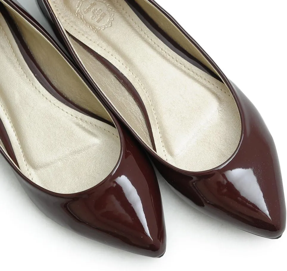 Ollio Women's Shoe Ballet Basic Pointed Toe Comfort Enamel Flat