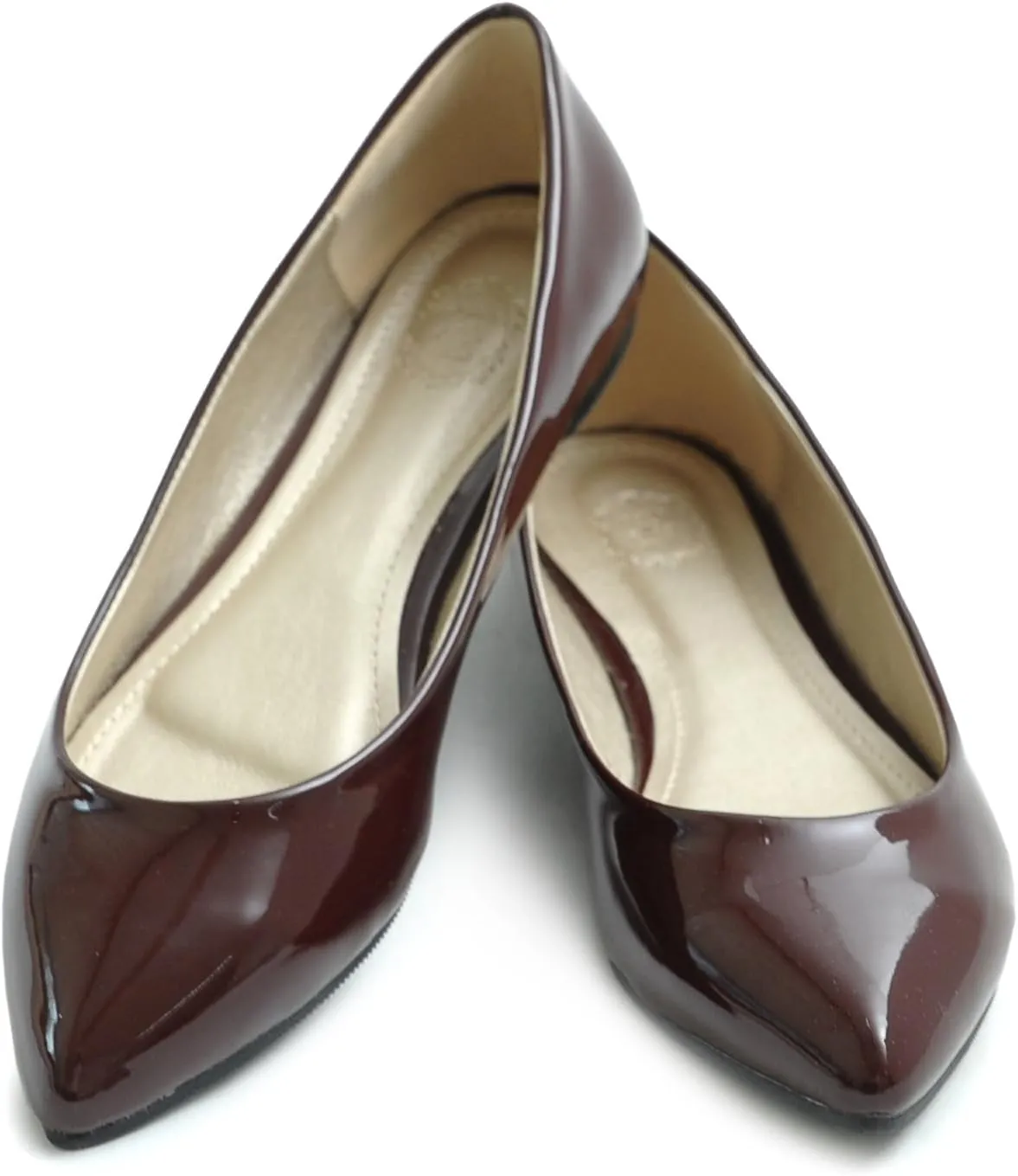 Ollio Women's Shoe Ballet Basic Pointed Toe Comfort Enamel Flat