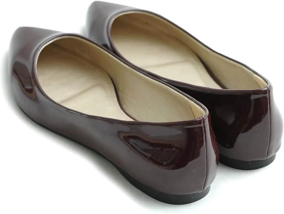 Ollio Women's Shoe Ballet Basic Pointed Toe Comfort Enamel Flat