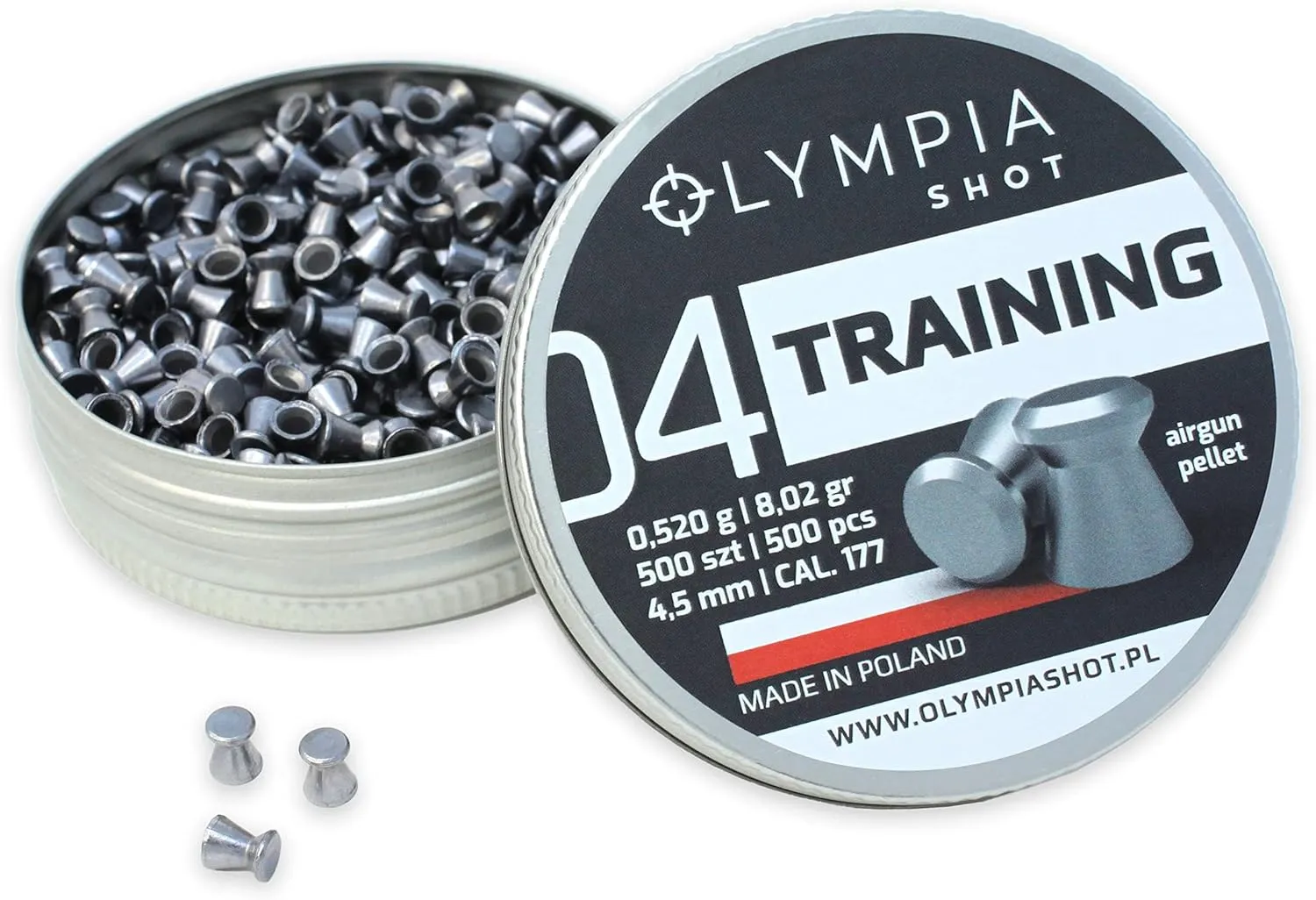 Olympia Shot Air Gun Pellets | .177 Caliber, .22 Caliber, .25 Caliber | Domed, Pointed, Flat Wadcutter Heads | Various Weights for Target Shooting, Hunting, Competition, and Training | 150-500 Count