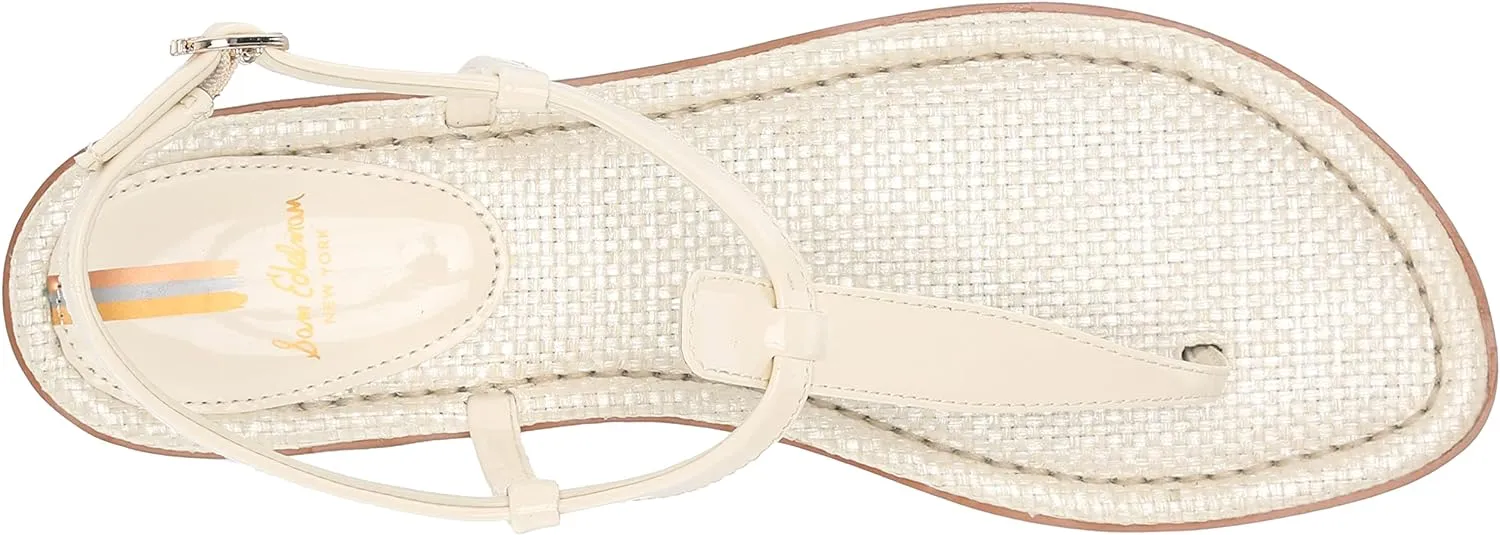 Open Holiday savings Flats Strap Gigi Sam Edelman Sandals Porcelain Ankle Embossed All-in-one collection Toe Thong