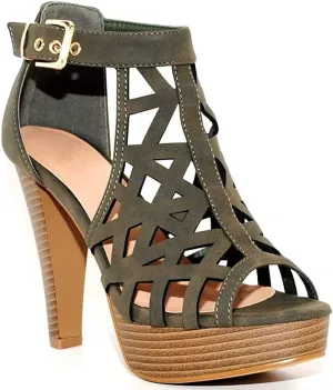 Open Toe Ankle Strap Sandal – Western Bootie Stacked Heel Open Toe Cutout Shoes