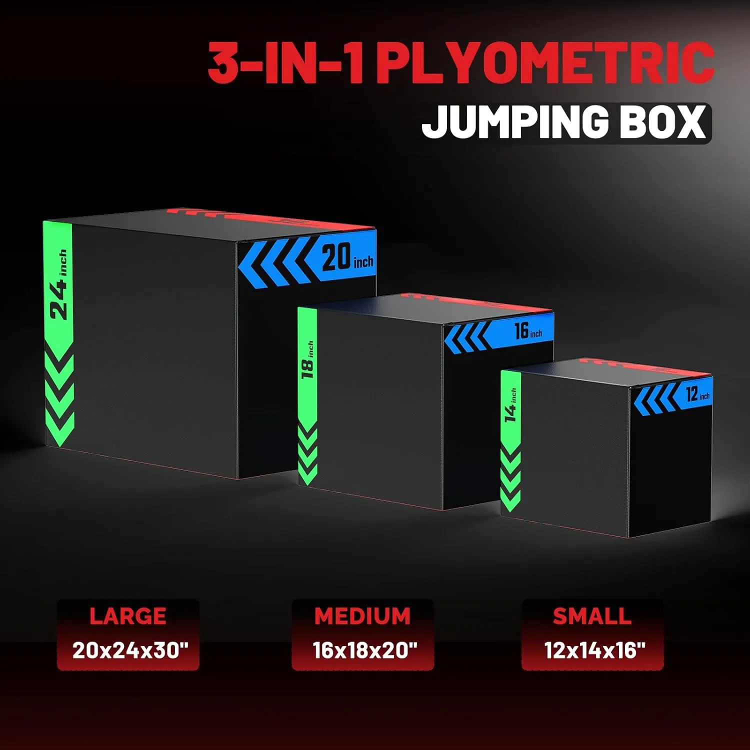 papababe 3-in-1 Plyometric Box Multi-use Jumping Exercise Equipment Trainer with Anti Slip Surface and High Density Foam for Workout Training