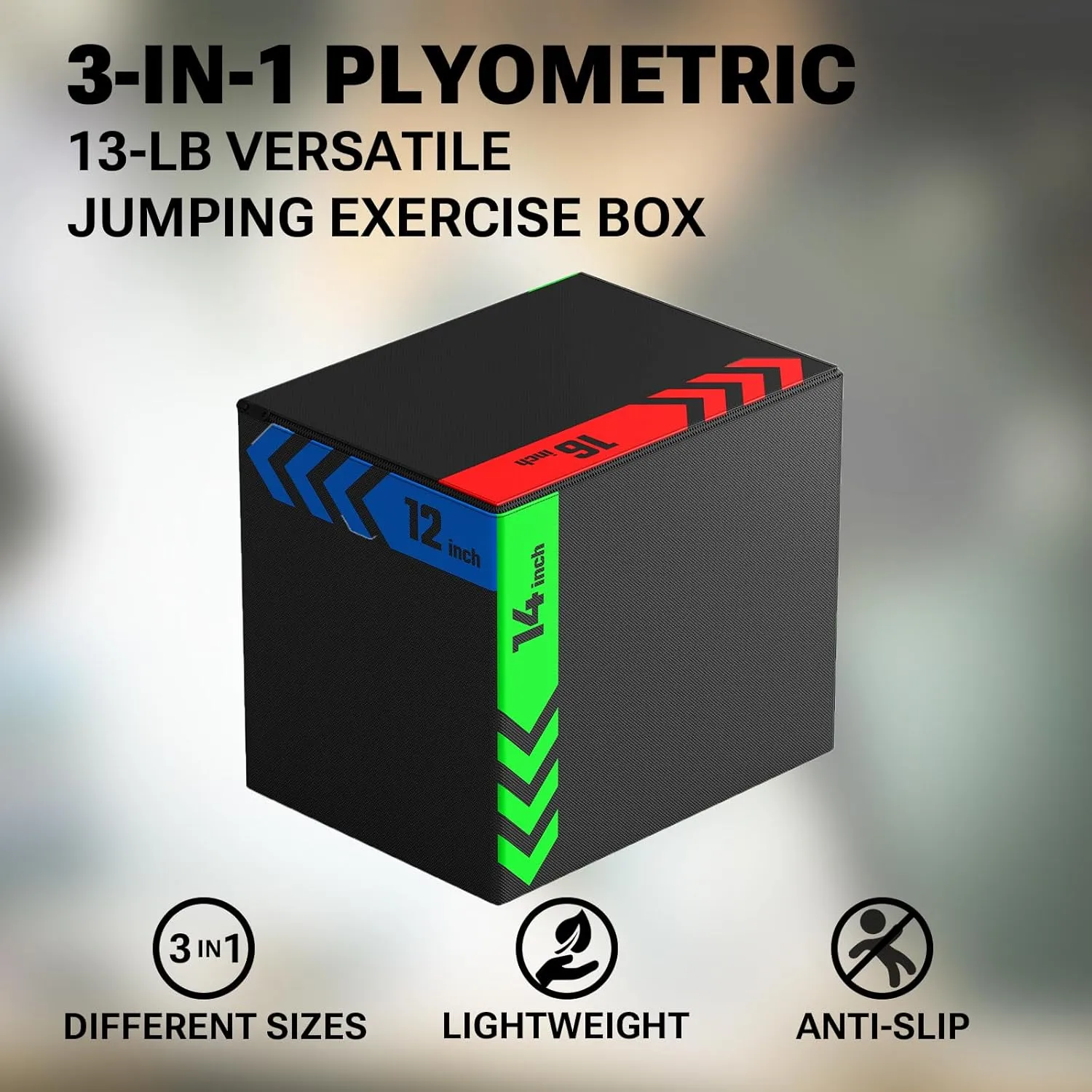 papababe 3-in-1 Plyometric Box Multi-use Jumping Exercise Equipment Trainer with Anti Slip Surface and High Density Foam for Workout Training