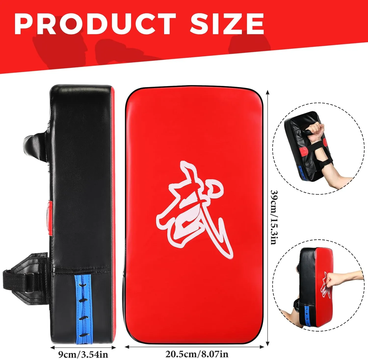 Poen 3 Pcs Taekwondo Kick Pads Muay Thai MMA Karate Sparring Gear Martial Arts Kickboxing Training Pads Punching Striking Target Equipment PU Leather Paddles Strike Curved Kick Shield