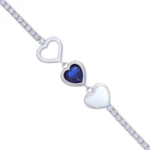 Pointed Blue Heart 925 Triple Heart Tennis Bracelets