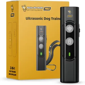Pro Dog Bark Deterrent and Training Device - Stop Barking Without Hurting Your Pet - Rechargeable Ultrasonic Dog Bark Trainer - Just Point and Press, Black