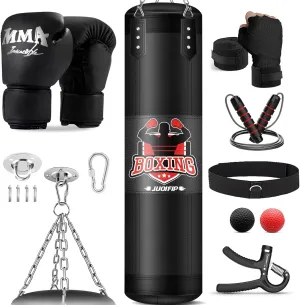 Punching Bag Set for Adults, 4FT Oxford Heavy Boxing Bag Set with 12 OZ Boxing Gloves, Suitable for MMA Karate Kickboxing Boxing Muay Thai Training at Home or Gym - Unfilled Heavy Bag