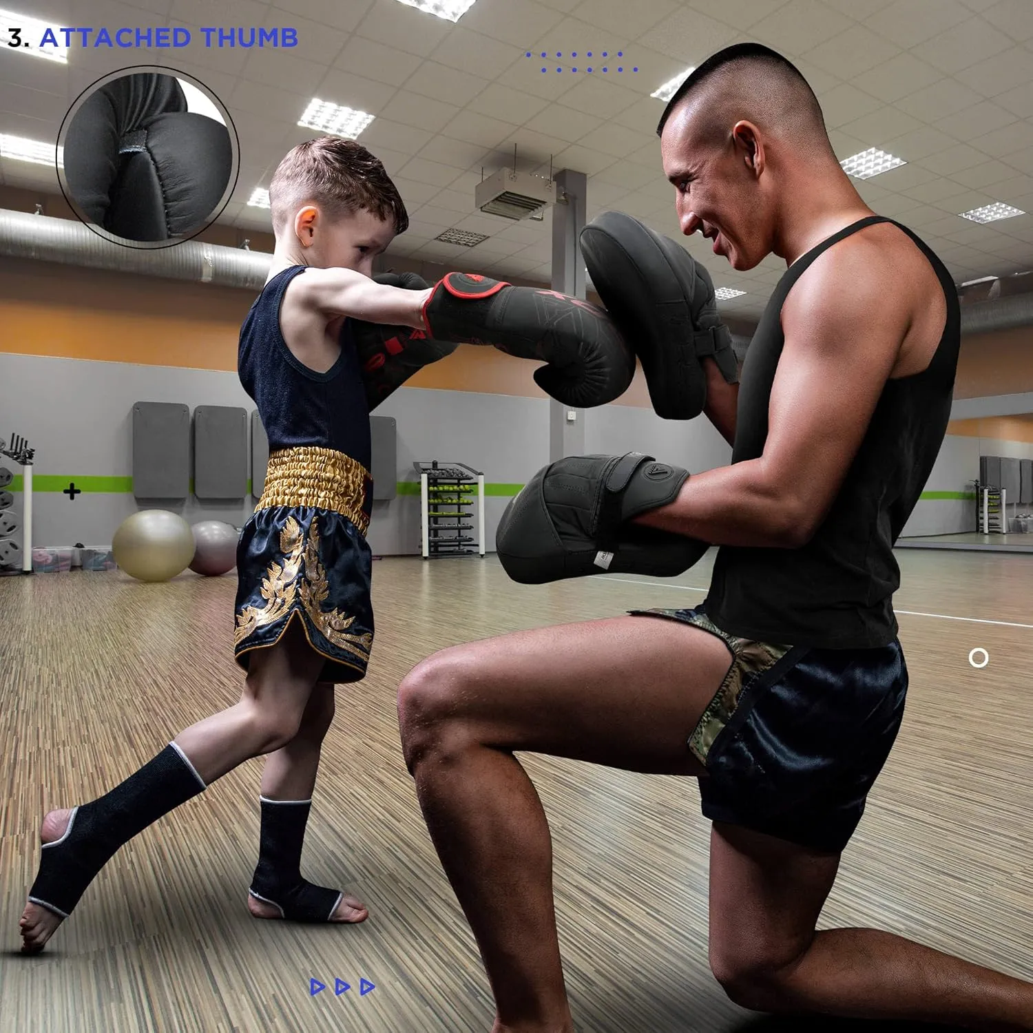 RDX Boxing Pads and Bag Gloves Set, Maya Hide Leather Kara Hook and Jab Training Pads, Curved Focus Mitts for MMA, Muay Thai, Kickboxing Coaching, Martial Arts, Punching Hand Target Strike Shield