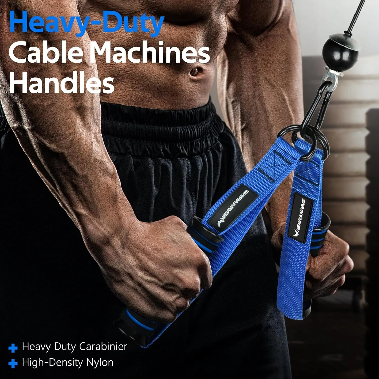 RENRANRING Gym Exercise Handles, Replacement Handle Attachments for Cable Machine Pulleys, Resistance Band and Strength Trainer, Pull Down Workout Accessories, Home Gym Add On Equipment