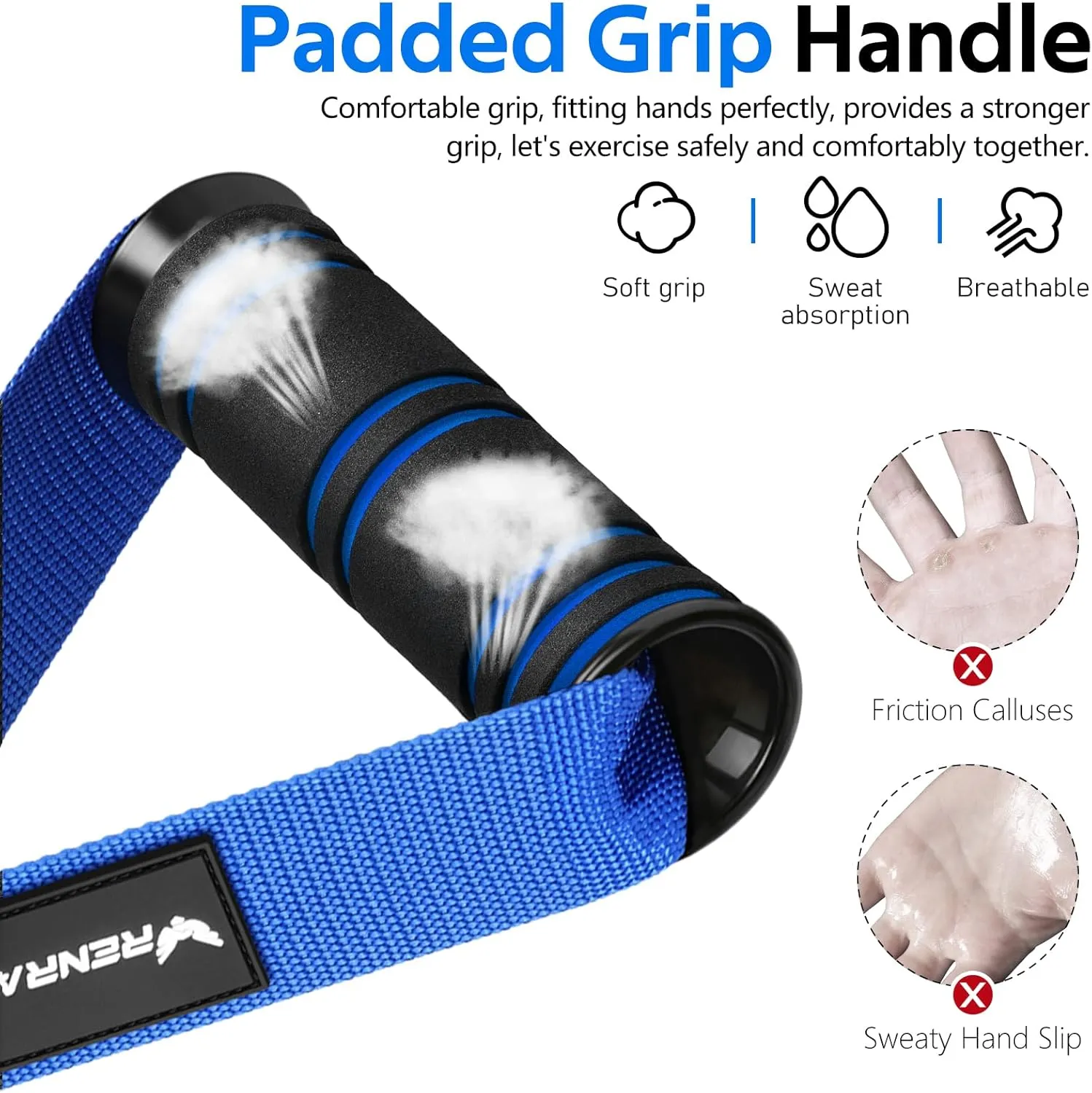 RENRANRING Gym Exercise Handles, Replacement Handle Attachments for Cable Machine Pulleys, Resistance Band and Strength Trainer, Pull Down Workout Accessories, Home Gym Add On Equipment