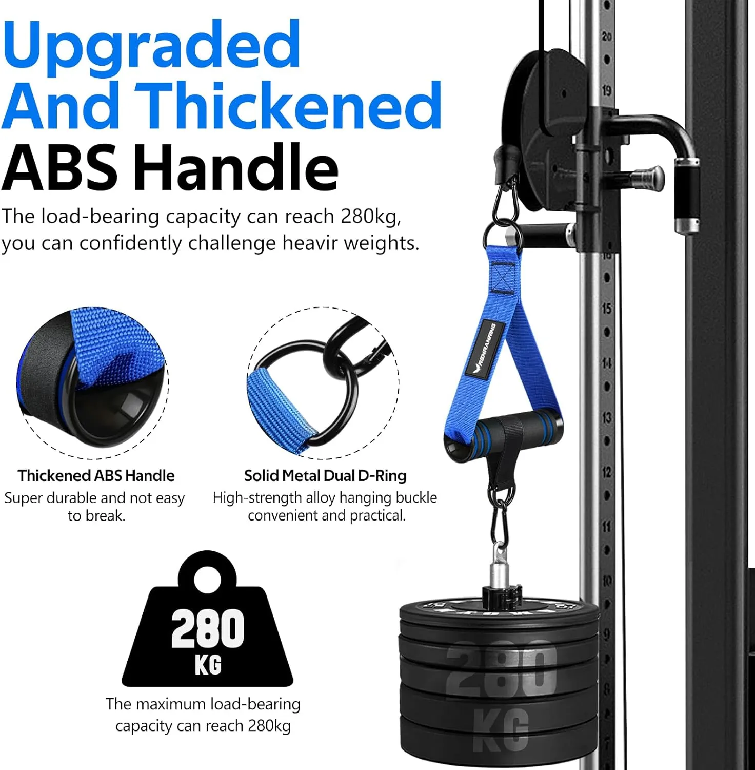 RENRANRING Gym Exercise Handles, Replacement Handle Attachments for Cable Machine Pulleys, Resistance Band and Strength Trainer, Pull Down Workout Accessories, Home Gym Add On Equipment