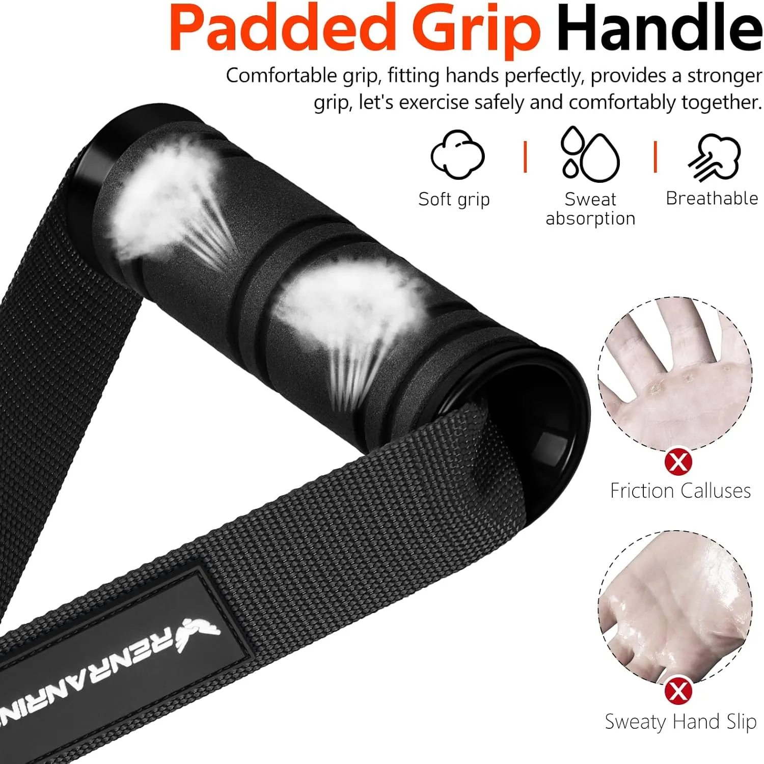 RENRANRING Gym Exercise Handles, Replacement Handle Attachments for Cable Machine Pulleys, Resistance Band and Strength Trainer, Pull Down Workout Accessories, Home Gym Add On Equipment