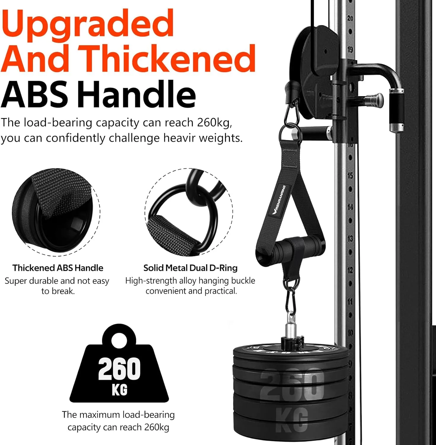 RENRANRING Gym Exercise Handles, Replacement Handle Attachments for Cable Machine Pulleys, Resistance Band and Strength Trainer, Pull Down Workout Accessories, Home Gym Add On Equipment