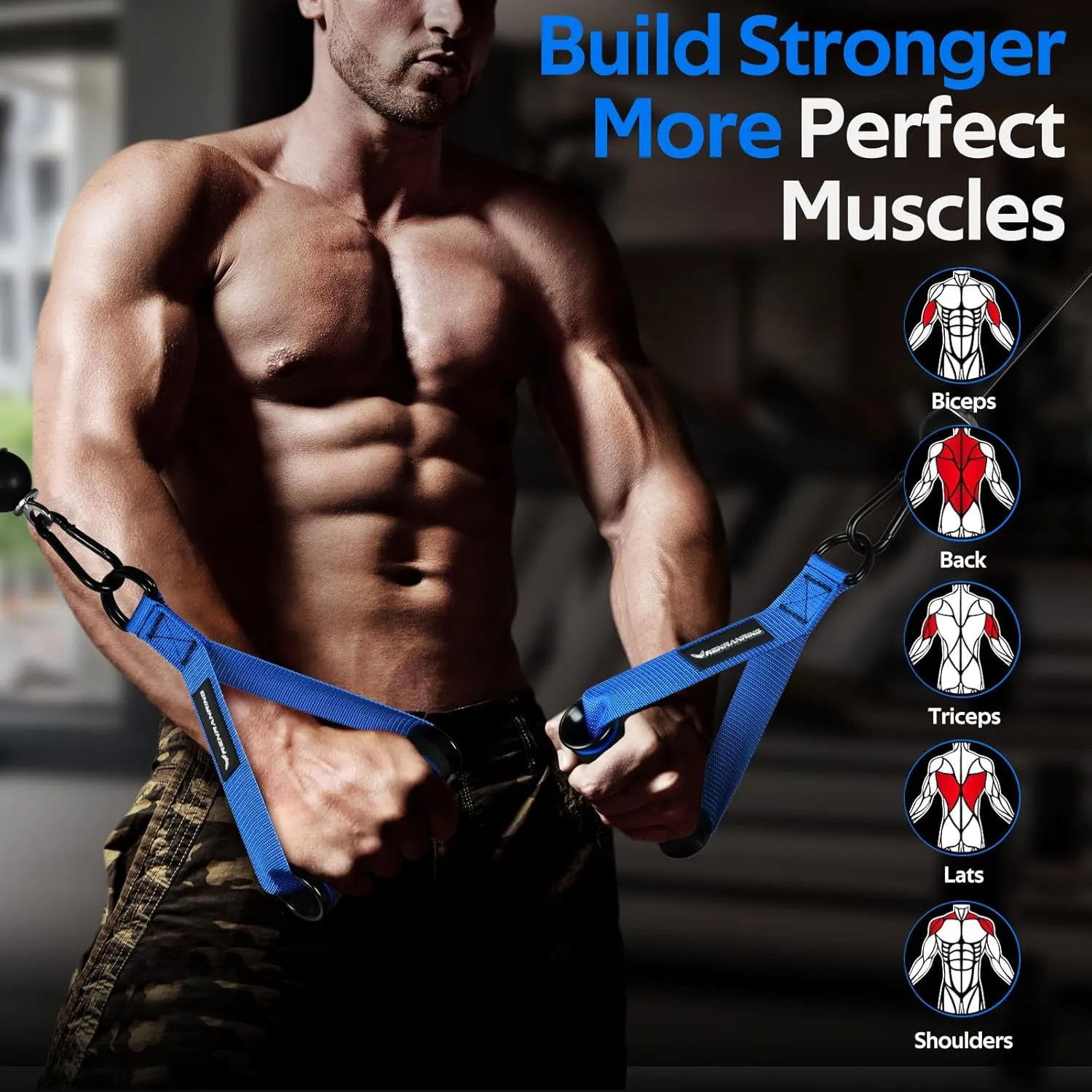 RENRANRING Gym Exercise Handles, Replacement Handle Attachments for Cable Machine Pulleys, Resistance Band and Strength Trainer, Pull Down Workout Accessories, Home Gym Add On Equipment