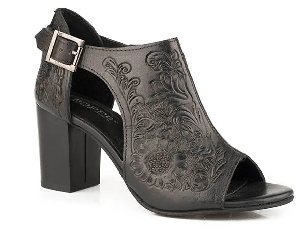 Roper Women's Black Mika Closed Back Open Toe Sandal