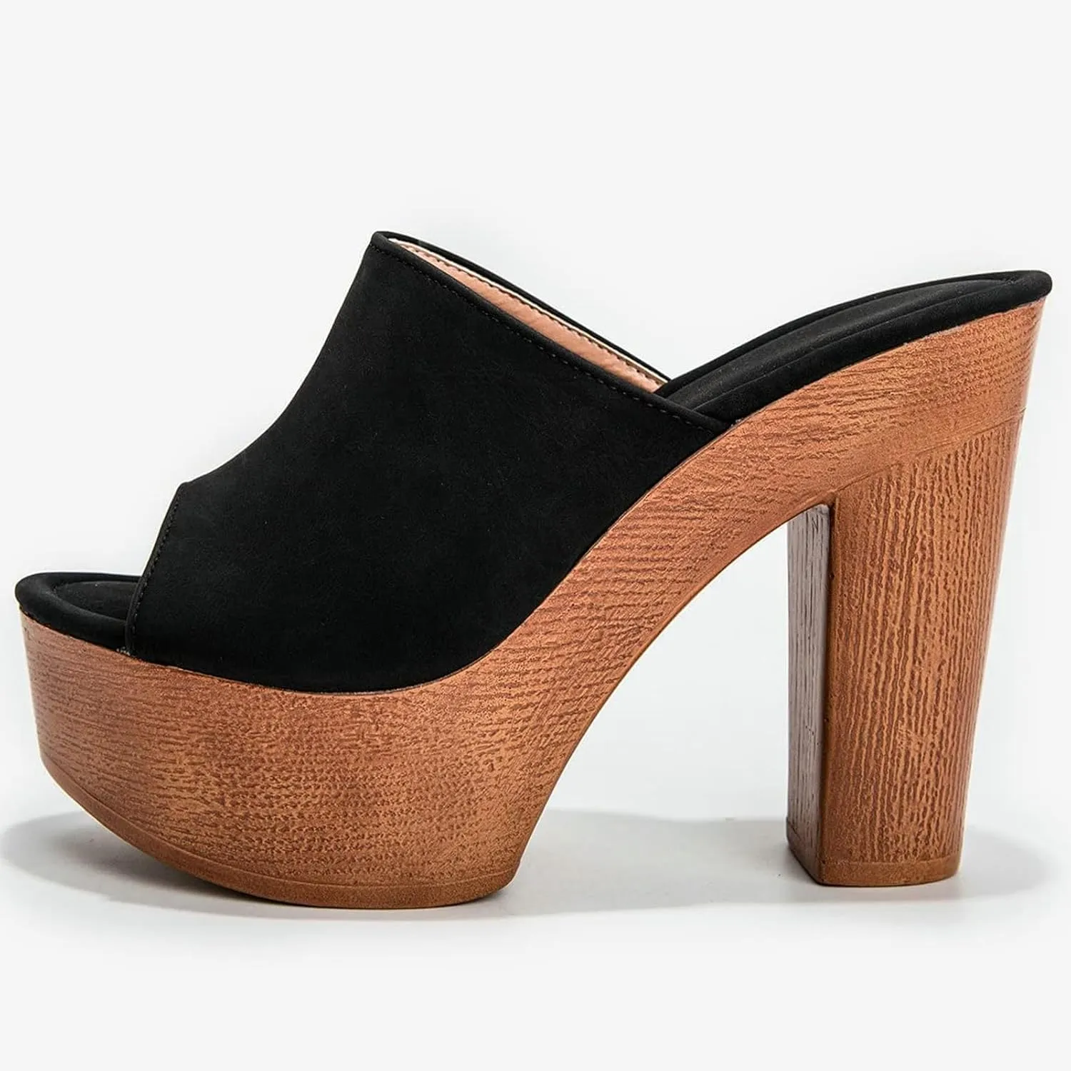 SACFOF Womens Cork Wedge Slide Sandals Heels Peep Toe High Heel Platform Slingback Summer Dressy Slippers Shoes