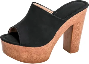 SACFOF Womens Cork Wedge Slide Sandals Heels Peep Toe High Heel Platform Slingback Summer Dressy Slippers Shoes