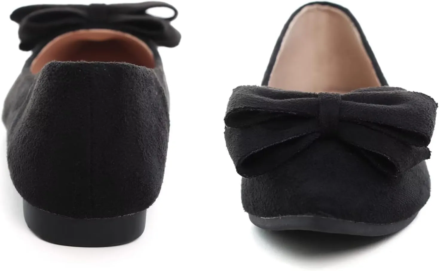 SAILING LU Bowknot Ballet Flats Womens Pointy Toe Casual Flat Shoes Suede Dress Shoes Wear to Work Slip On Moccasins