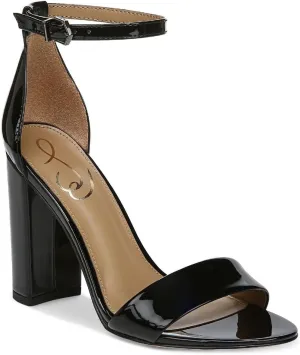 Sam Edelman Yaro Ankle Strap Sandal Heel Black Patent 6.5 W