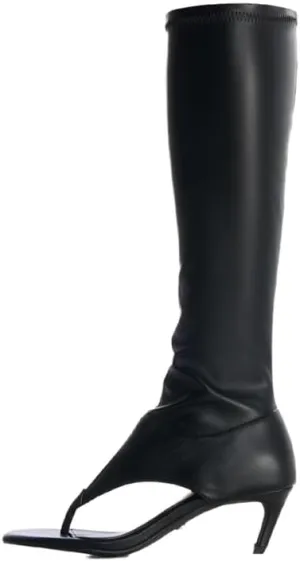 sexytag Women's Thong Sandals Open Toe Knee High Kitten Heels Sandal Boots