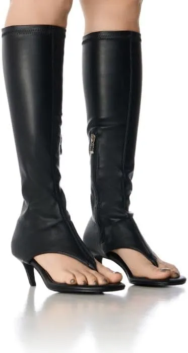 sexytag Women's Thong Sandals Open Toe Knee High Kitten Heels Sandal Boots
