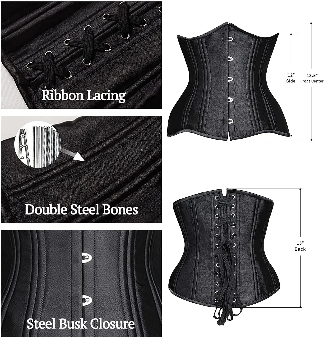 SHAPERX Women 24 Double Steel-Boned Longline Heavy Duty Waist Training Corsets Shaper