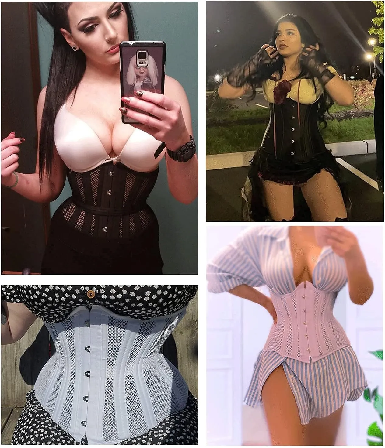 SHAPERX Women 24 Double Steel-Boned Longline Heavy Duty Waist Training Corsets Shaper