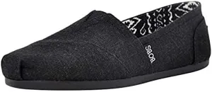 Skechers Women's Bobs Plush-Best Wishes Slip-On Flat, Black/Black, 6.5 W US
