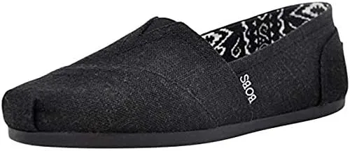 Skechers Women's Bobs Plush-Best Wishes Slip-On Flat, Black/Black, 6.5 W US