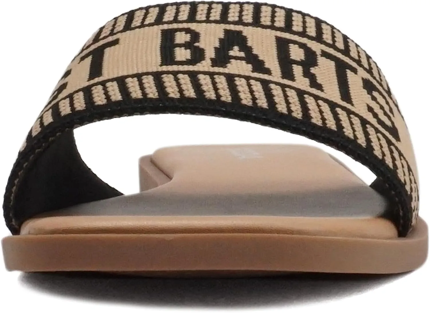 Soda “FLAIR” ~ Women Square Open Toe Single Embroider Band Slip-On Flat Summer Resort Sandal