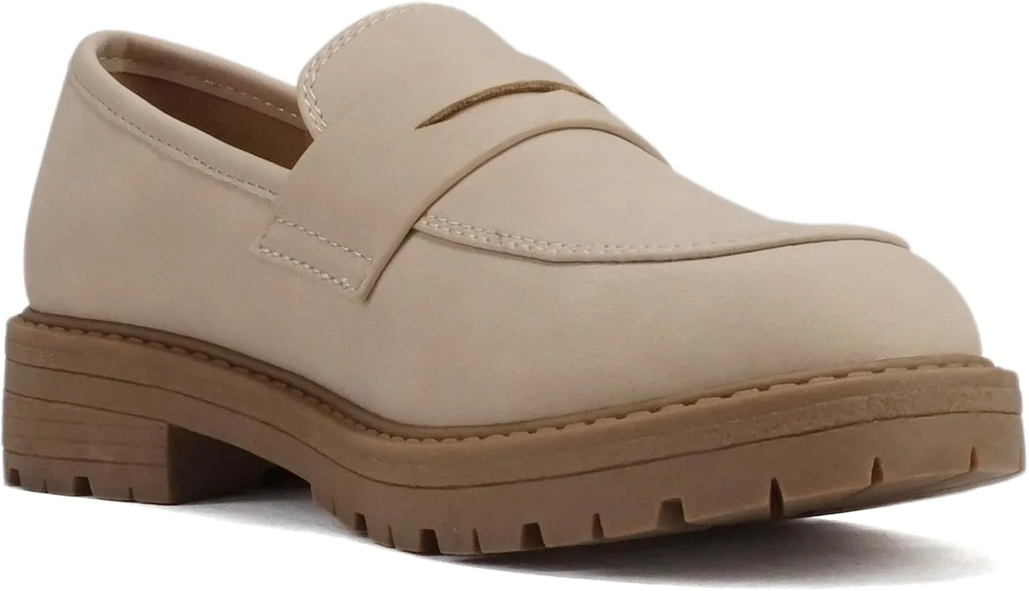 Soda “Raya-2” ~ Little Kids/Children/Girls Round Toe Stitch Detail Lug Sole Low Heel Penny Loafer Shoe
