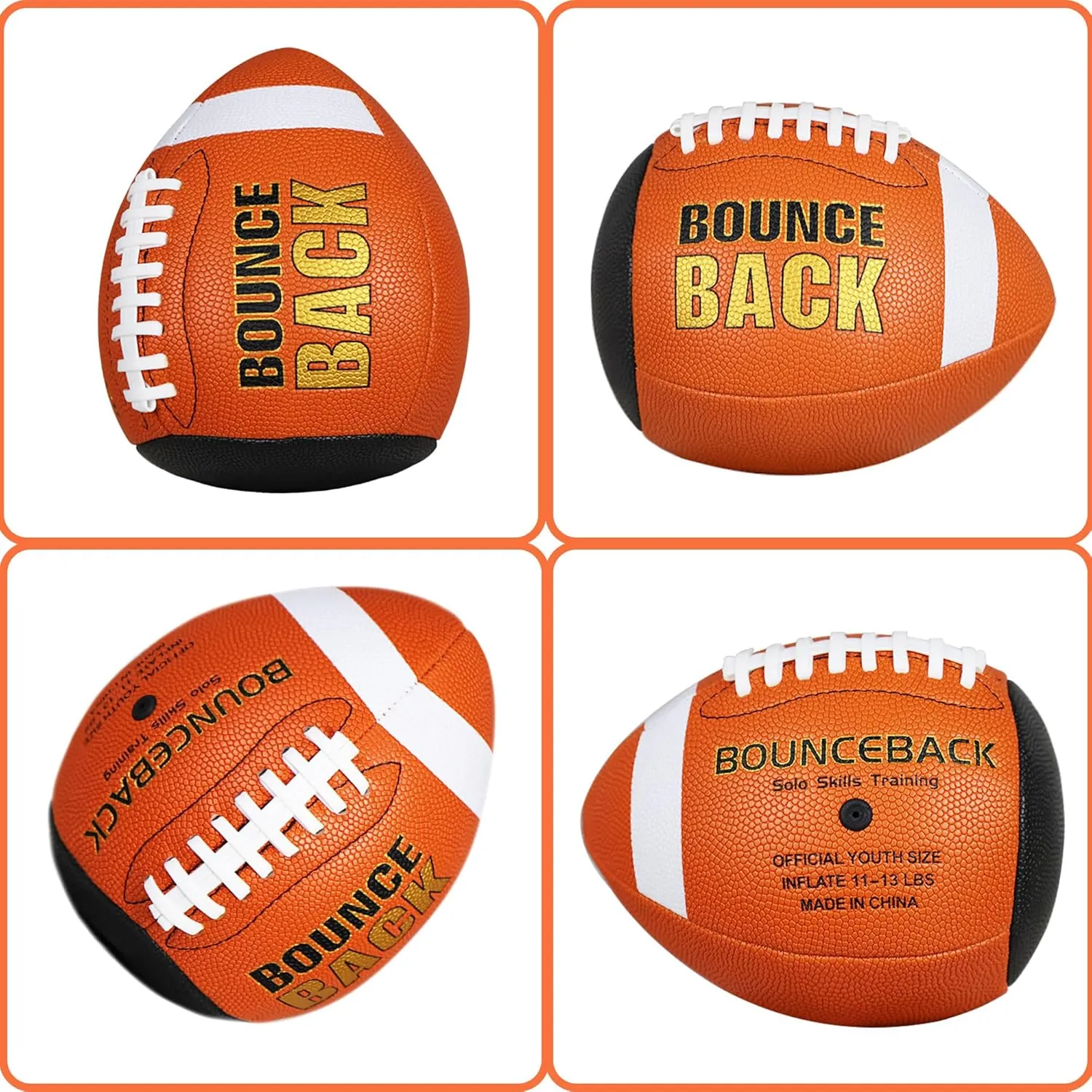 Soft Leather Training Football, Youth Size & Official Size, Fatherless PU PassCatch Solo Enhancing Passing Catching(with Pump)