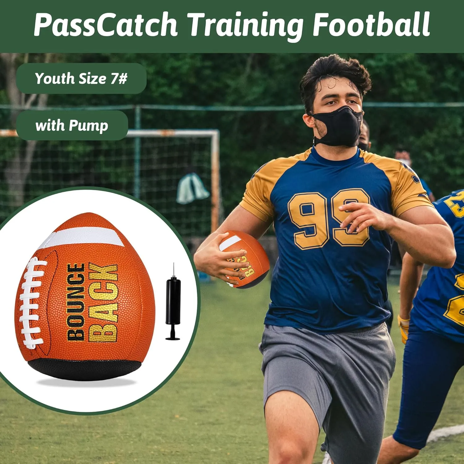 Soft Leather Training Football, Youth Size & Official Size, Fatherless PU PassCatch Solo Enhancing Passing Catching(with Pump)