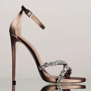 SOLEIL OPEN TOE BROWN