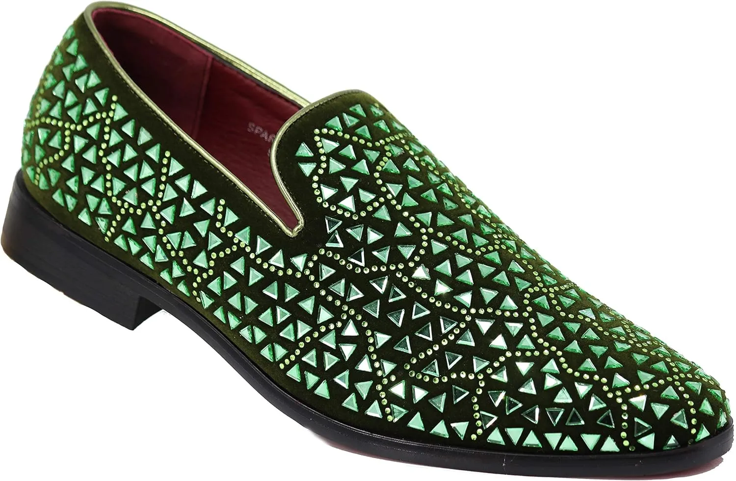 SPK27 Men's Rhinestone Sparkling Suede Dress Shoes Loafer Classic Designer Moccasins