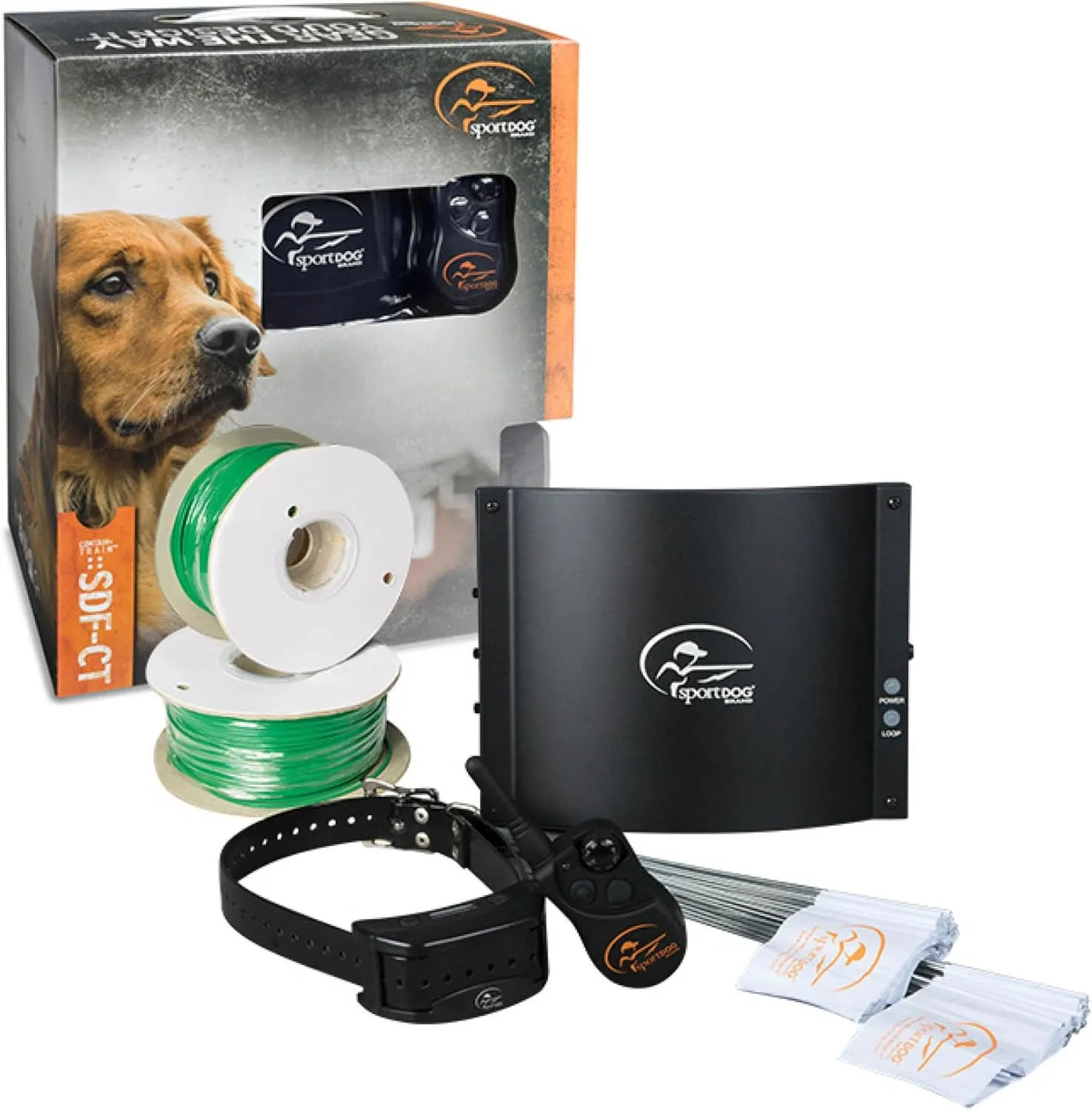 SportDOG Brand Contain   Train System - In-Ground Electric Dog Fence & Remote Trainer - Waterproof Collar - Tone, Vibrate, & Shock - from Parent Company Invisible Fence Brand - Up to 100 Acres