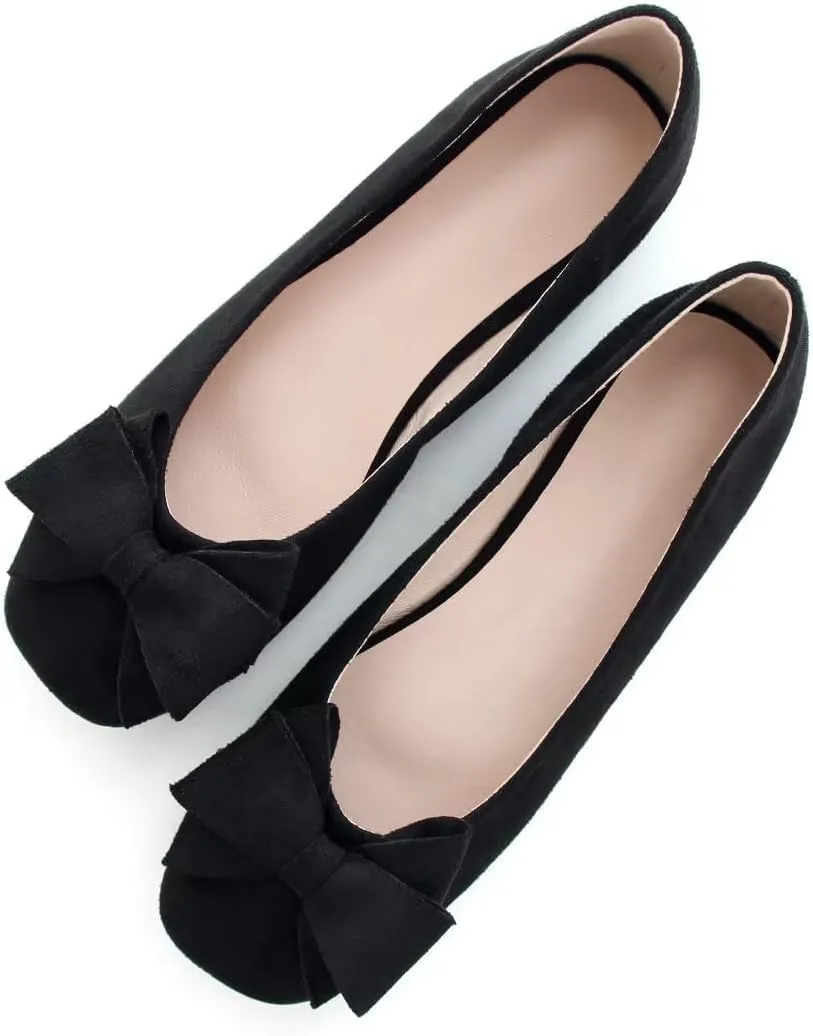 Stunner Women's Casual Flats Square Toe Bowknot Ballet Flats Comfortable Slip On Wedding Dress Shoes