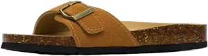 SywzX&xfybz Womens Flat Sandals with Cork Footbed Open Toe Slides Adjustable Slip On Slippers for Summer