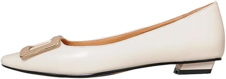 TinaCus Women's Square Toe Patent Leather Handmade Buckle Comfort Slip On Flat Shoes