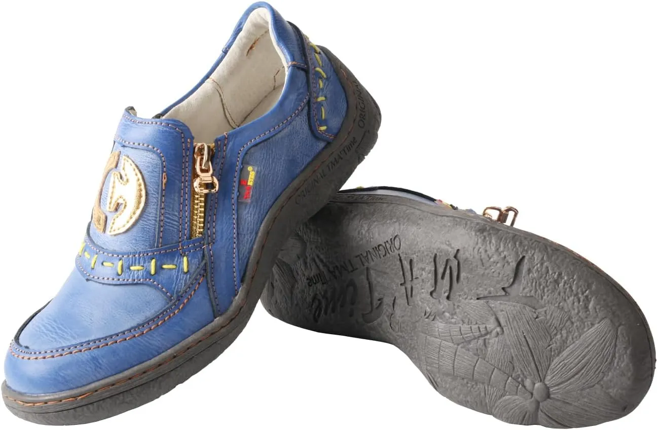 TMA EYES Women's Non-Slip Leather Casual Slip On Comfort Walking Flat Shoes