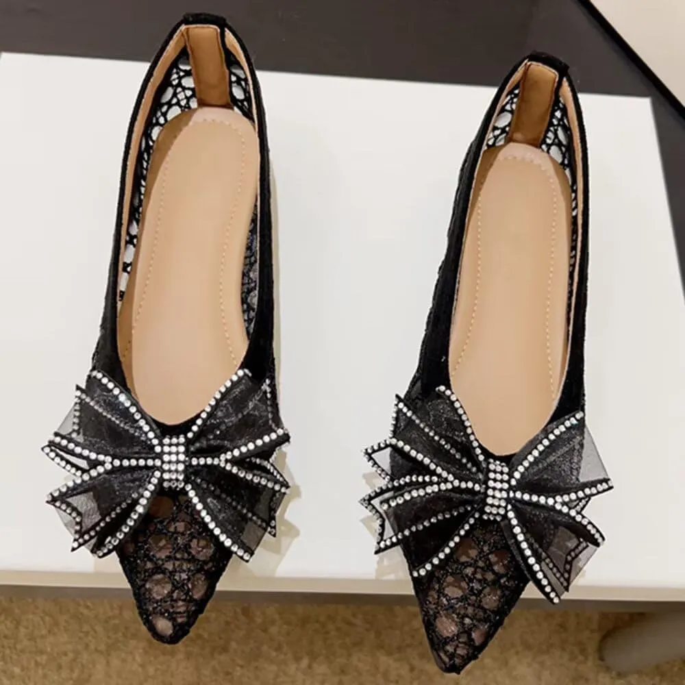 TN TANGNEST Womens Christmas Flat Shoes Snowflake Bell Bowknot Flats Fashion Pointed Toe Comfortable Slip On Flats