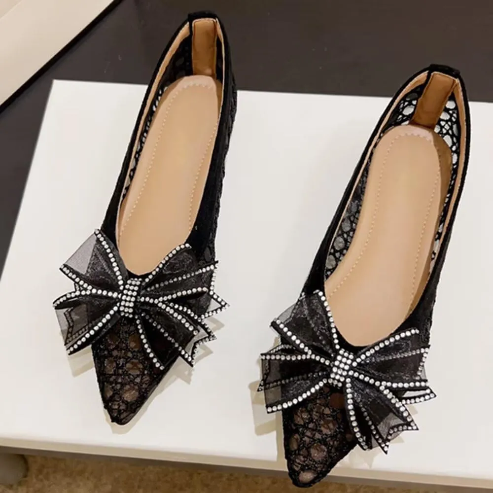 TN TANGNEST Womens Christmas Flat Shoes Snowflake Bell Bowknot Flats Fashion Pointed Toe Comfortable Slip On Flats