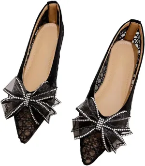 TN TANGNEST Womens Christmas Flat Shoes Snowflake Bell Bowknot Flats Fashion Pointed Toe Comfortable Slip On Flats