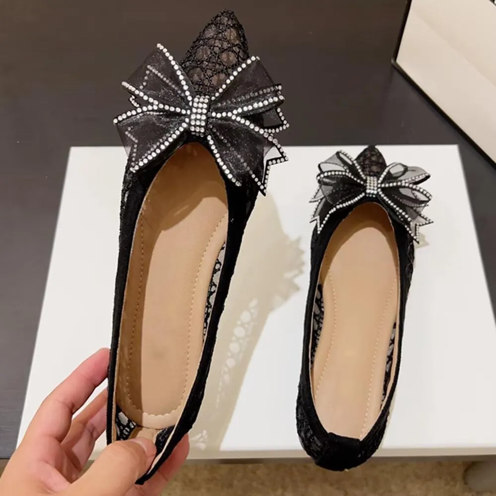 TN TANGNEST Womens Christmas Flat Shoes Snowflake Bell Bowknot Flats Fashion Pointed Toe Comfortable Slip On Flats