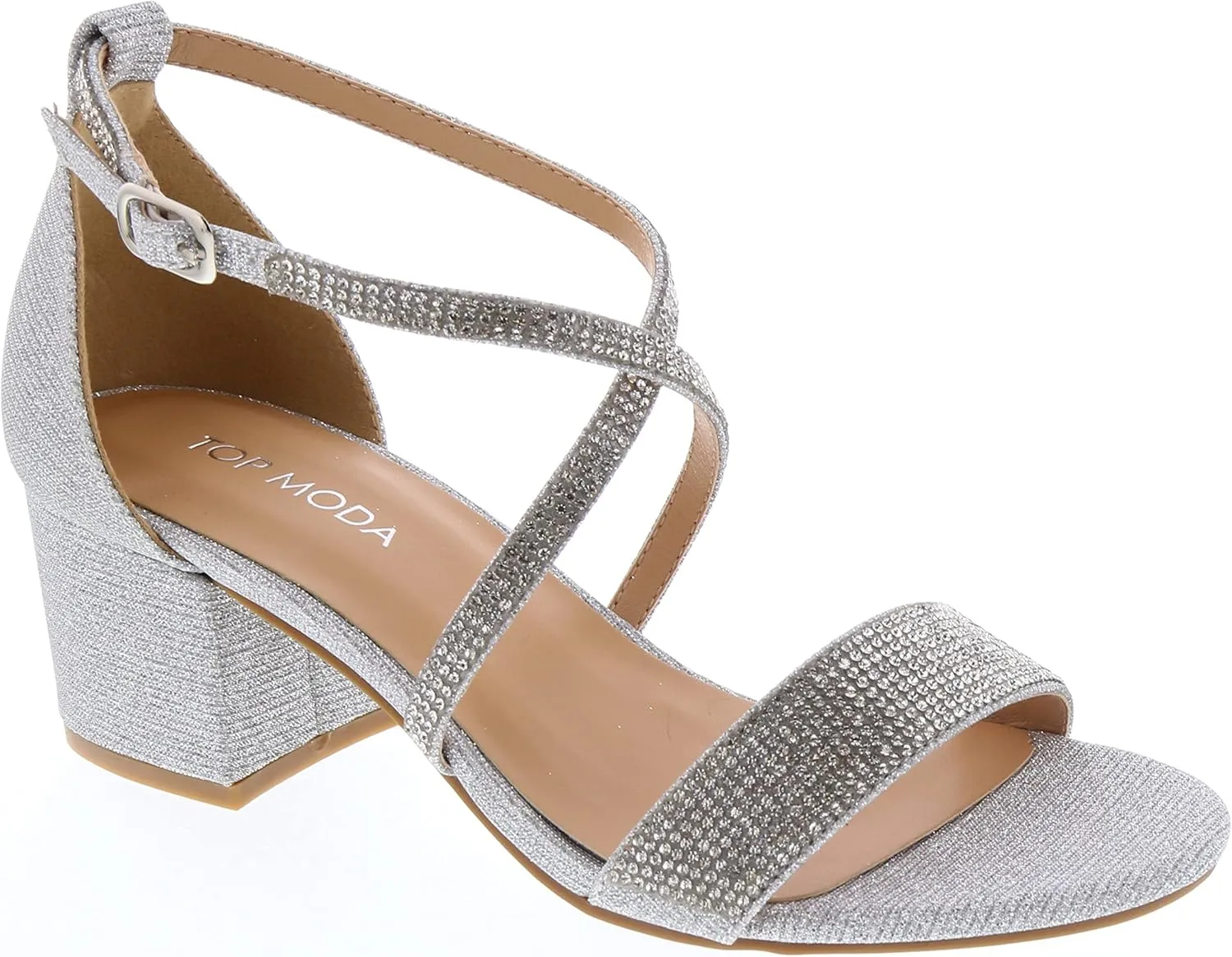 TOP Moda Over The Toe Strap Ankle Wrap Strap 2" Block Heel Open Toe Dress Sandal