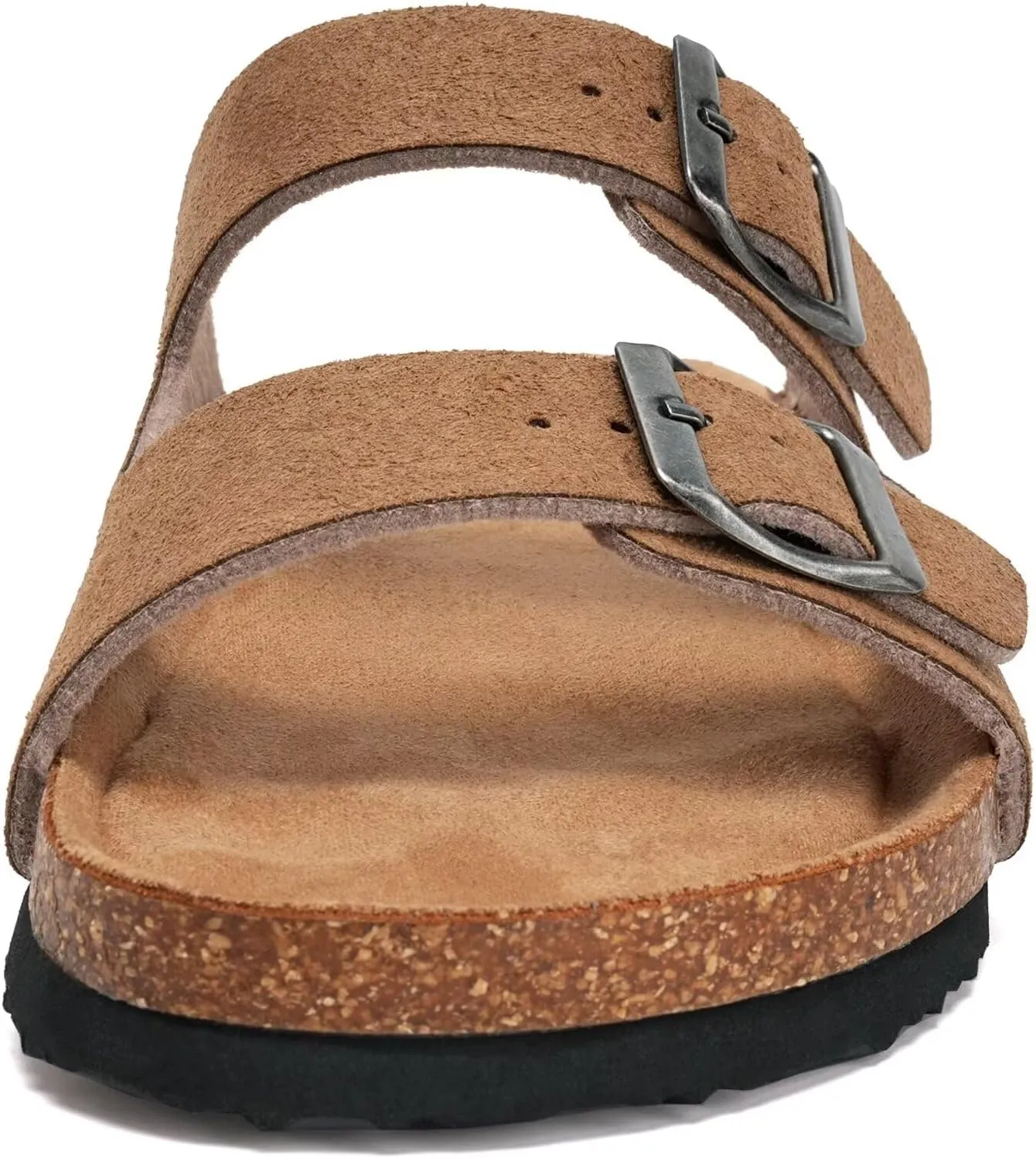 Torotto Mens Slides with Cork Footbed Open Toe Adjustable Webbing Flat Sandals for Walking | Beach | Indoor